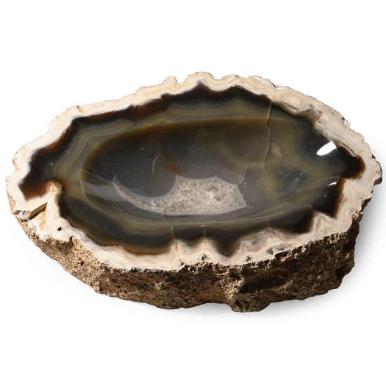 Large Cut and Polished Banded Agate Bowl