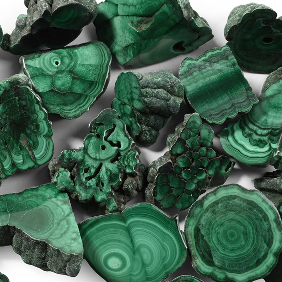 Group of Twenty [20] Cut and Polished Malachite Eye Sections