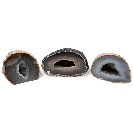 Group of Three [3] Large Cut and Polished Agate Geode Specimens