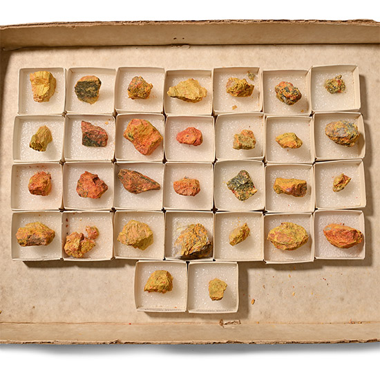 Box of Thirty [30] Individually Boxed and Labelled Realgar Orpiment Specimens