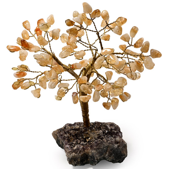 Citrine Gem Tree on Amethyst Crystal Geode Section