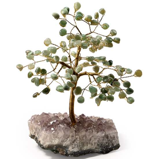 Aventurine Gem Tree on Amethyst Crystal Geode Section