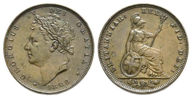 Great Britain. Hanover, George IV AE Farthing.