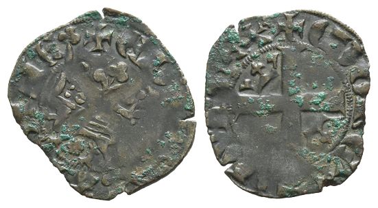 France. Duchy of Aquitaine, Edward III of England BI Double de billon au léopard.