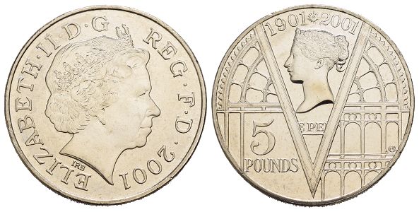 Great Britain. Windsor, Elizabeth II Cu-Ni 5 Pounds.