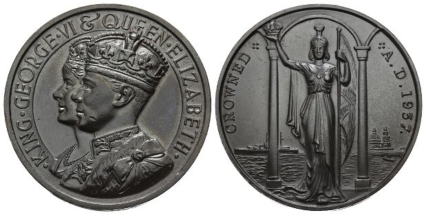 Great Britain. George VI and Elizabeth Coronation Bronzed White Metal Medal.