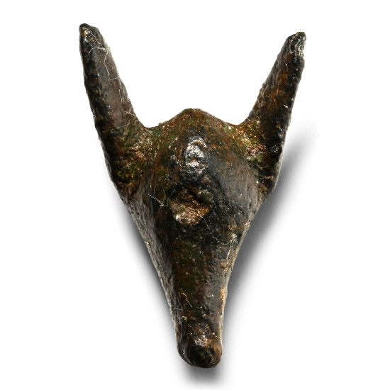 British Celtic Bronze Dogs Head