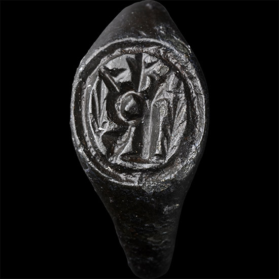 Medieval Bronze Ring with Crowned R