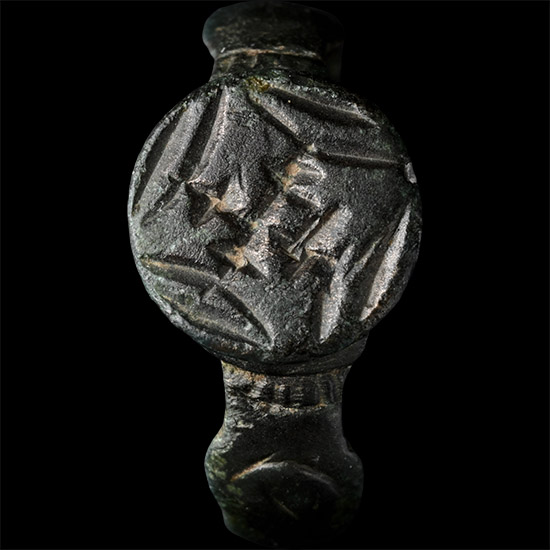 Medieval Bronze Ring with Barbed Cross