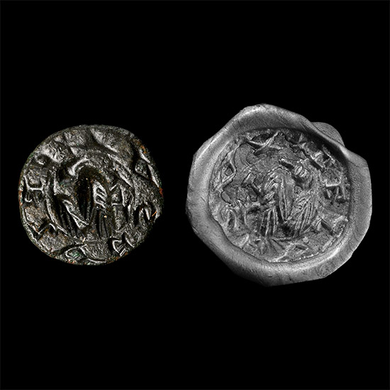 Medieval Bronze Seal Matrix with Bird
