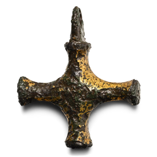 Medieval Gilt Bronze Cross Pendant