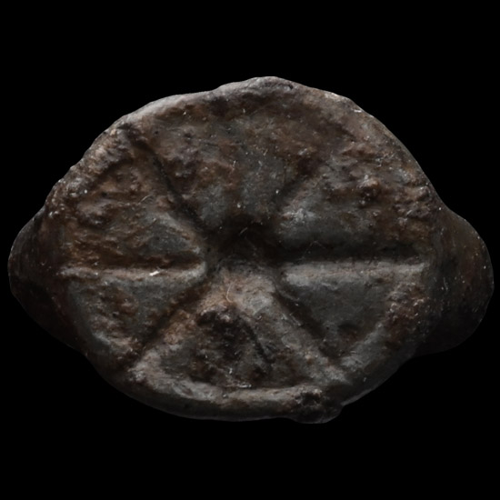 Medieval Bronze Seal Ring with Expanding Cross