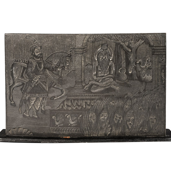 Carved Printing Block with Mughal Scene