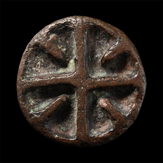 West Central Asian Bronze Chess Piece Type Seal Matrix with Union Cross