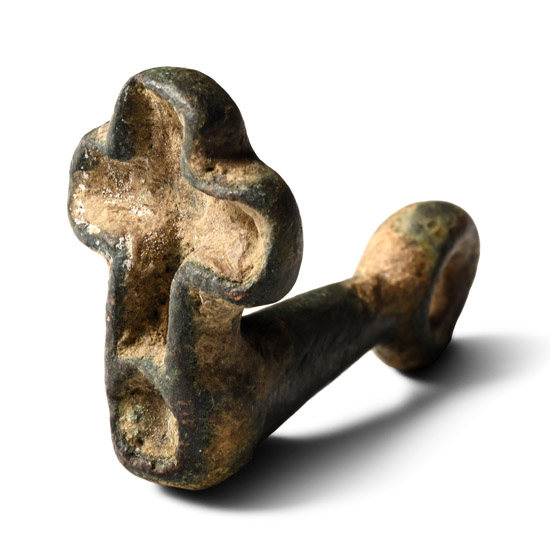 Large West Central Asian Bronze Greek Cross Seal Matrix