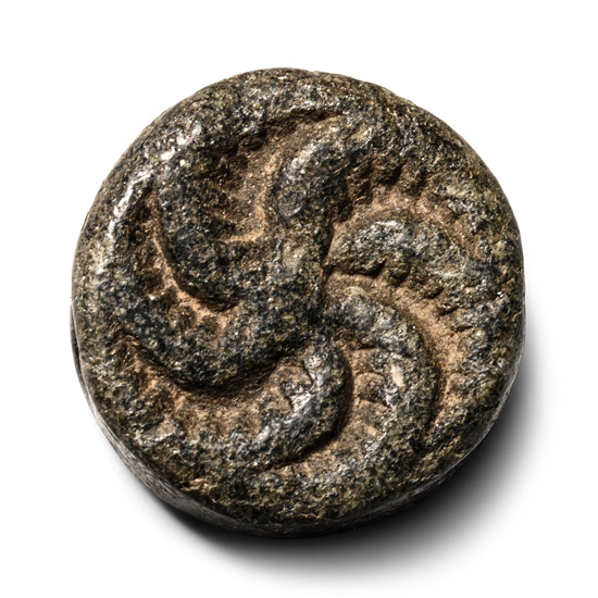 West Central Asian Green Stone Stamp Seal with Eight-Pointed Star Whorl