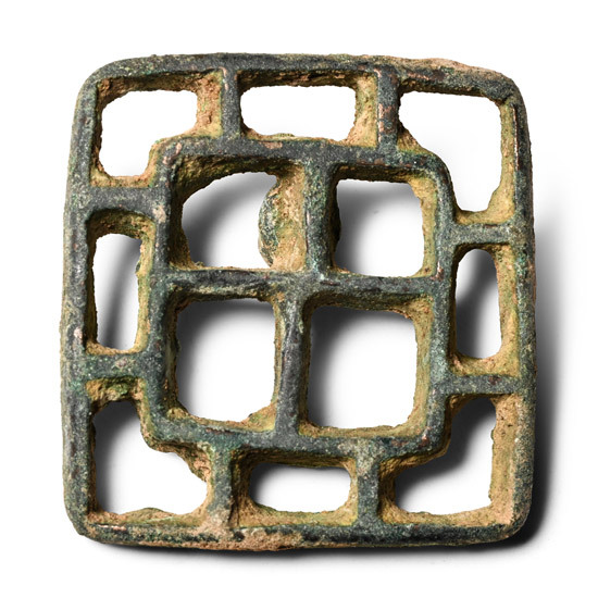 Large West Central Asian Bronze Cross of Squares Seal Matrix