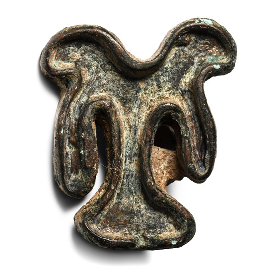 West Central Asian Bronze Double-Headed Heraldic Eagle Seal Matrix
