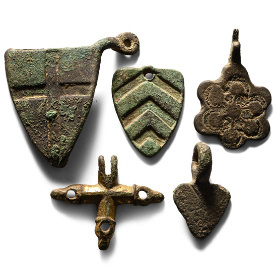 Medieval Knights Bronze Heraldic Horse Harness Pendant Group
