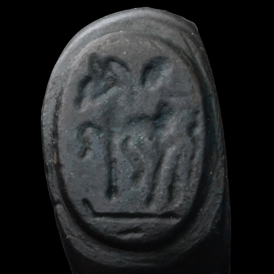 Roman Bronze Ring with Stepping Horse and Dioscourus