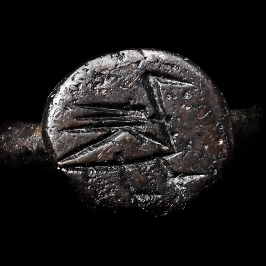 Large Byzantine Bronze Ring with Bird