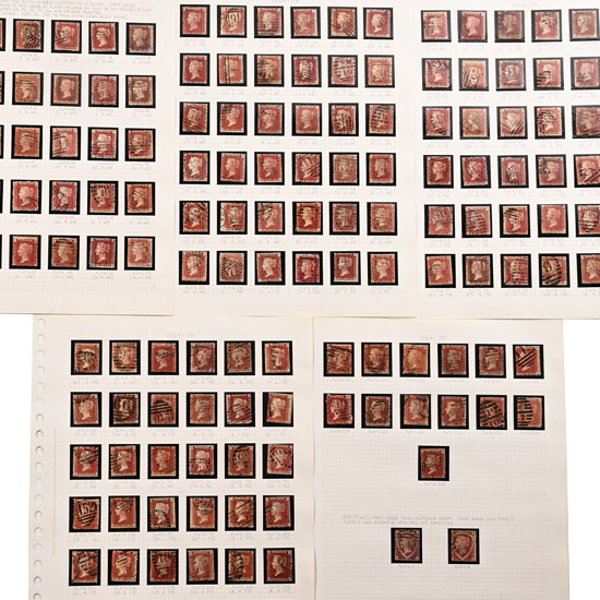 Great Britain (GB), Queen Victoria (QV), Letters in All Four Corners Penny Red Plates Set