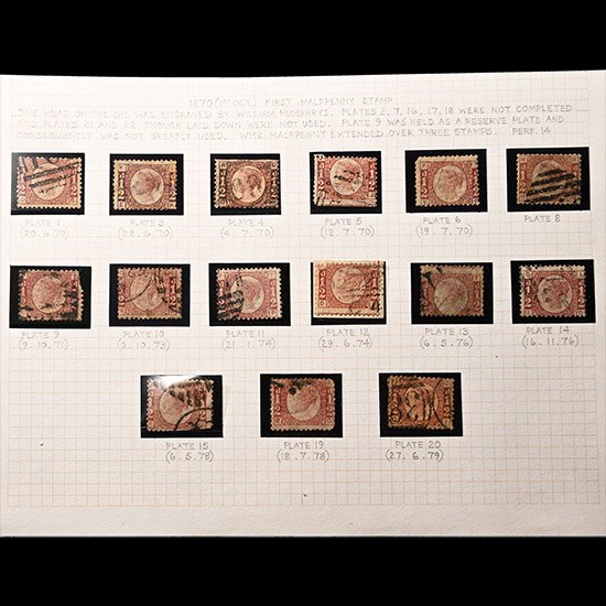 Great Britain (GB), Queen Victoria (QV), Letters in All Four Corners Halfpenny Penny Red Plates Set