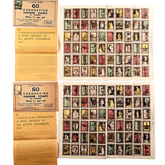 Two Packs of Sixty [60] King George VI Coronation Souvenir Stamps in Original Envelopes