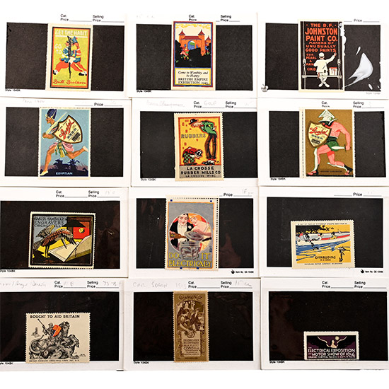 Group of Twelve [12] Cinderella Advertising Stamps