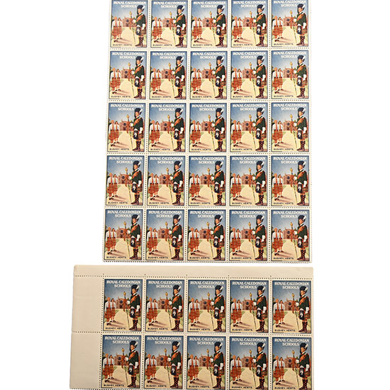 Two Large Blocks of Royal Caledonian Schools, Bushey, Herts., Cinderella Stamps