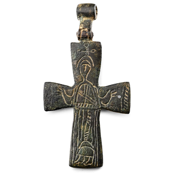 Byzantine Bronze Pectoral Cross Pendant
