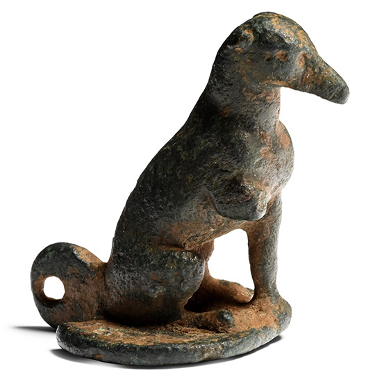 Roman Bronze Sitting Dog Lamp Lid
