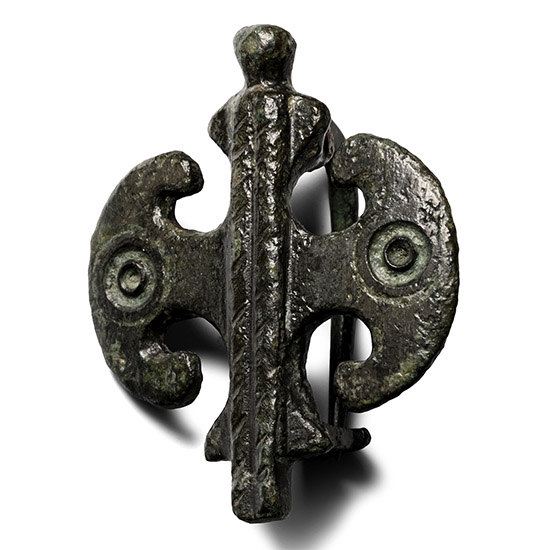 Roman Bronze Double Axe Plate Brooch
