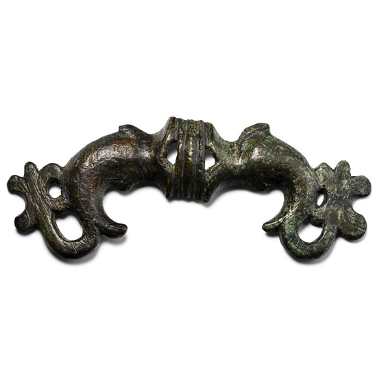 Roman Bronze Double Dolphin Mount