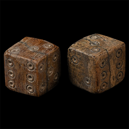 Roman Bone Gaming Dice Pair