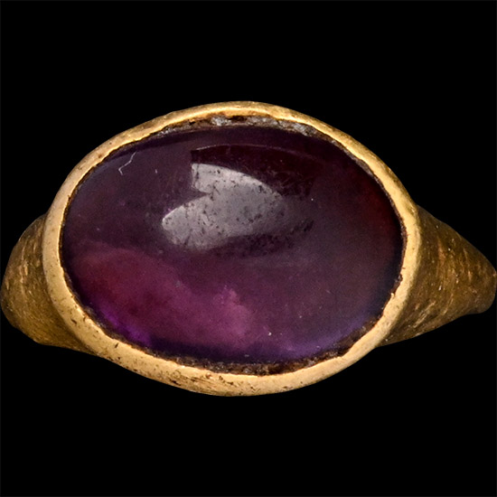 Roman Gold Childs Ring with Amethyst Cabochon