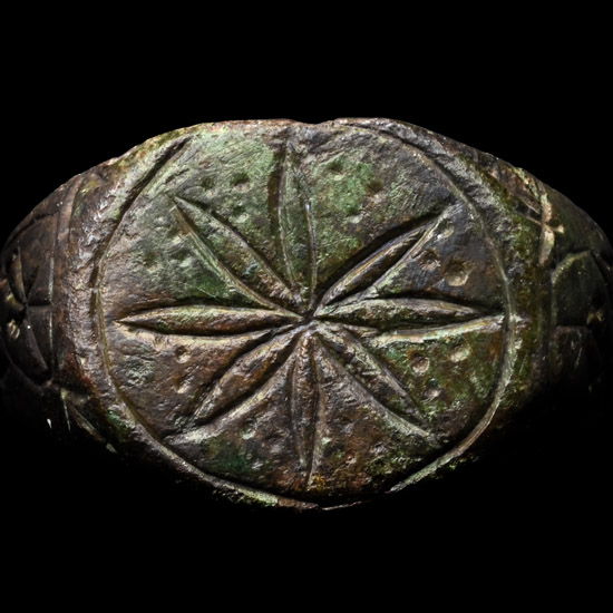 Medieval Bronze Ring with Petalled Flower