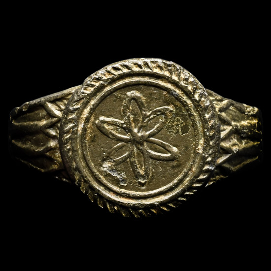 Medieval Bronze Ring with Petalled Flower