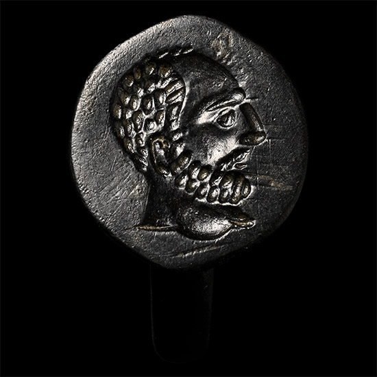 Greek Bronze Ring with Bust of a Philosopher