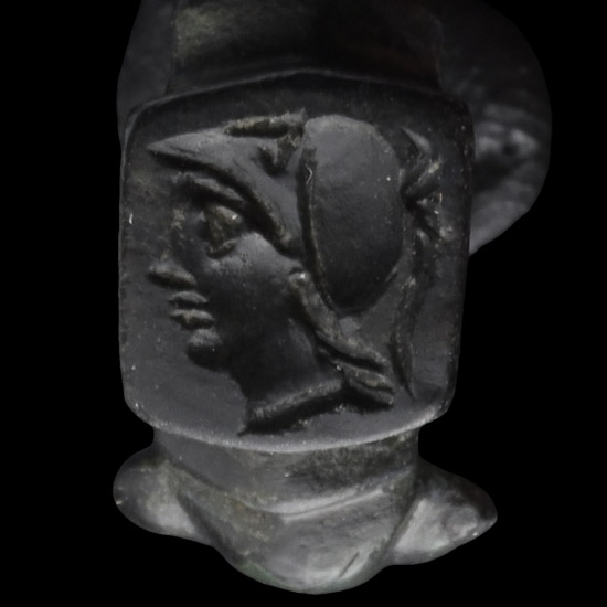 Graeco-Roman Bronze Ring with Bust of Athena