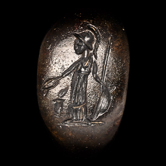 Roman Bronze Ring with Minerva Standing