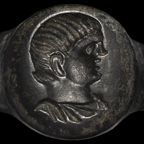 Roman Bronze Ring with Bust