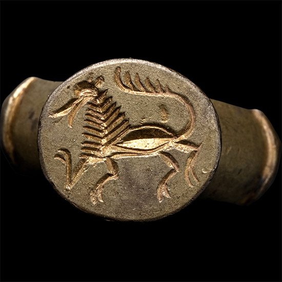 Post Medieval Silver-Gilt Ring with Lion