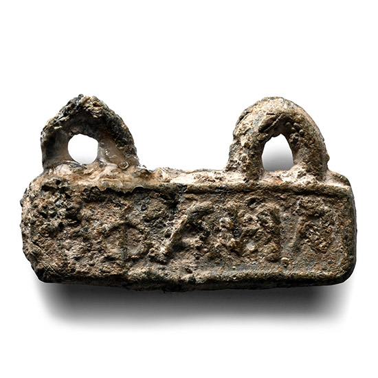 Roman Inscribed Bifacial Lead Pendant with Names of the Archangels