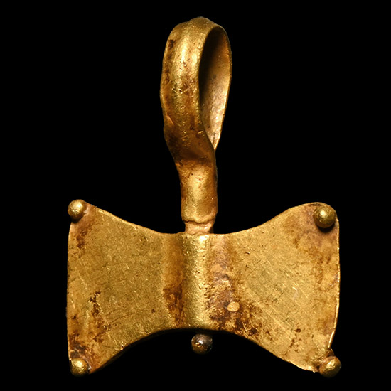 Migration Period Gold Double Axehead Pendant