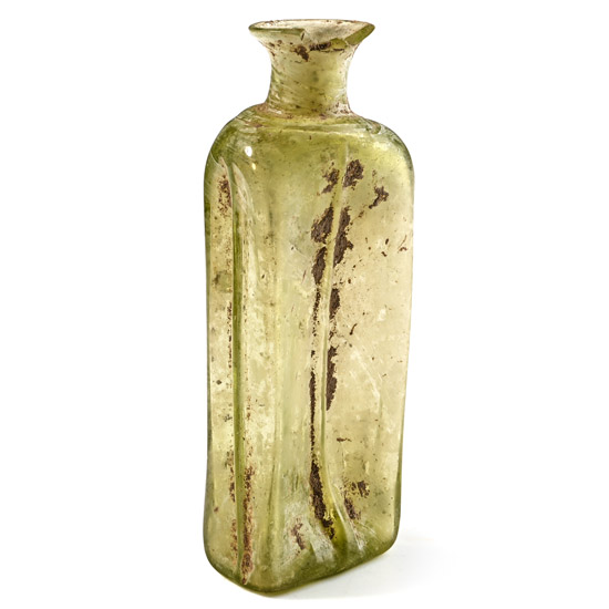 Late Roman Pale Green Glass Bottle
