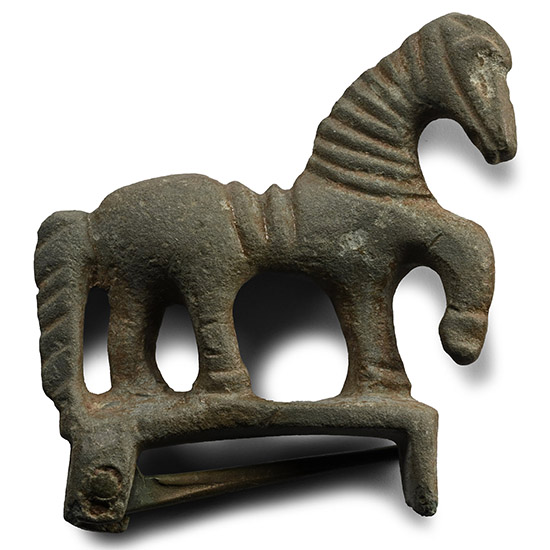 Roman Bronze Prancing Horse Brooch