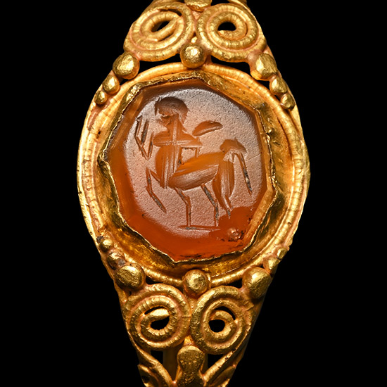 Roman Gold Ring with Carnelian Gemstone with Centaur