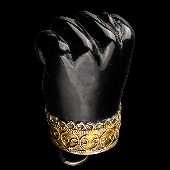 Silver-Gilt Mounted Jet Figa Amulet