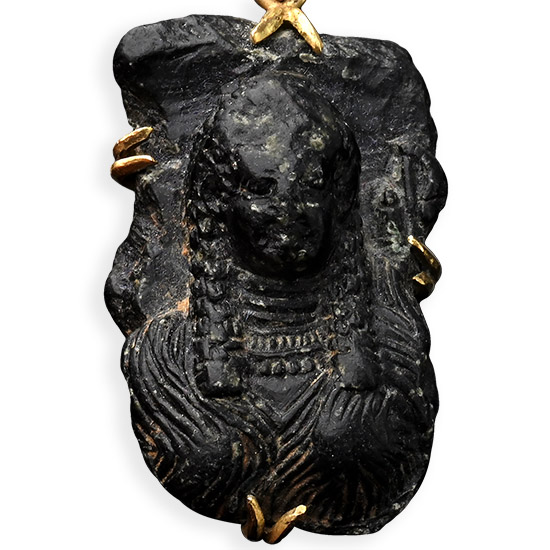 Egyptian Steatite Bust in a Gold Pendant